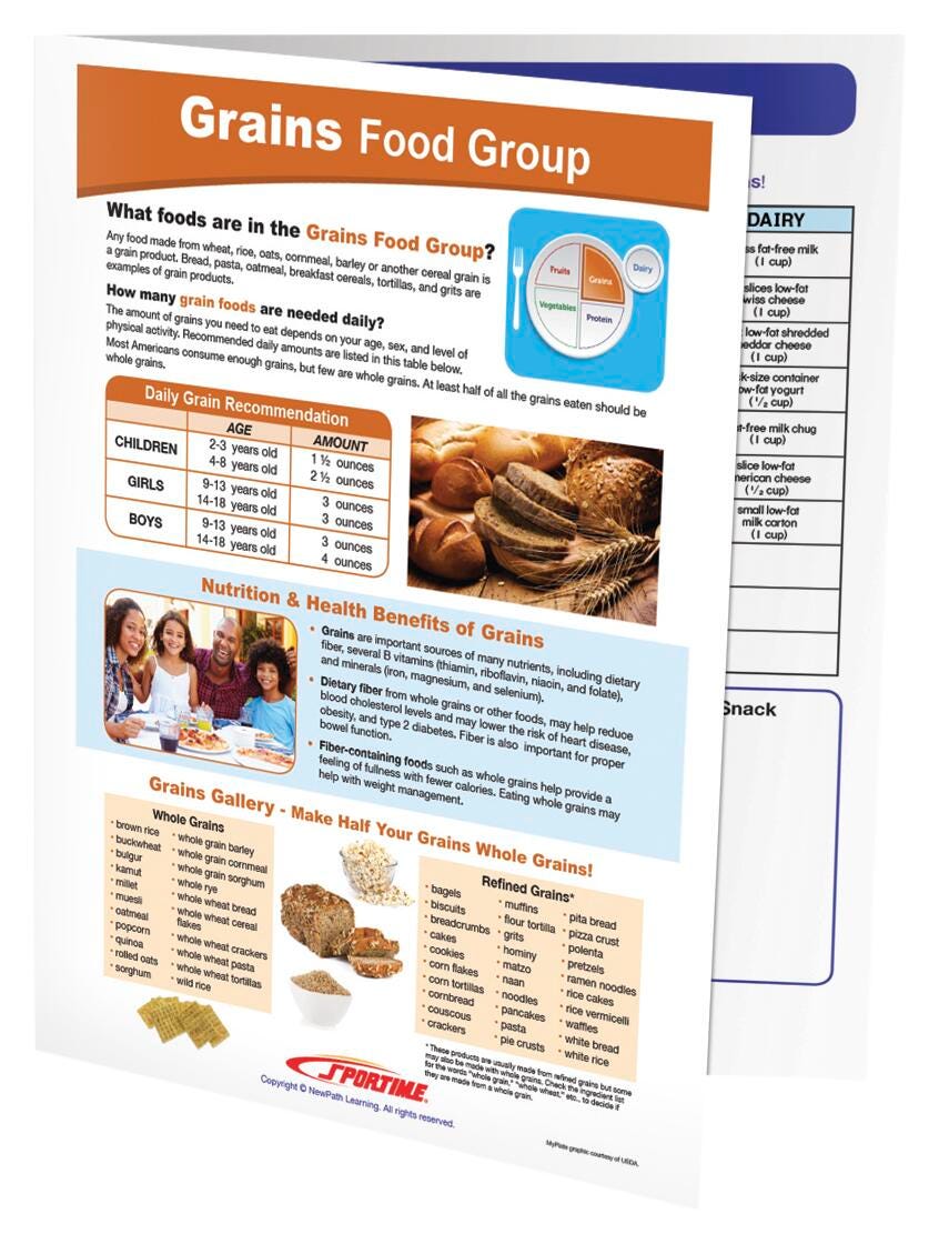 Image for Sportime Grains Food Group Visual Learning Guide, 4 Pages, Grades 5 to 9 from School Specialty